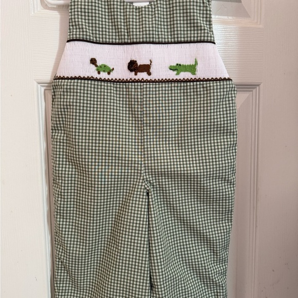 New Gingham Smocked Longalls - Picture 4 of 9